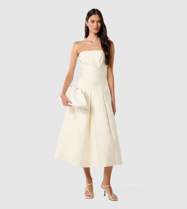 forever new Charlotte Strapless Jacquard Midi Dress